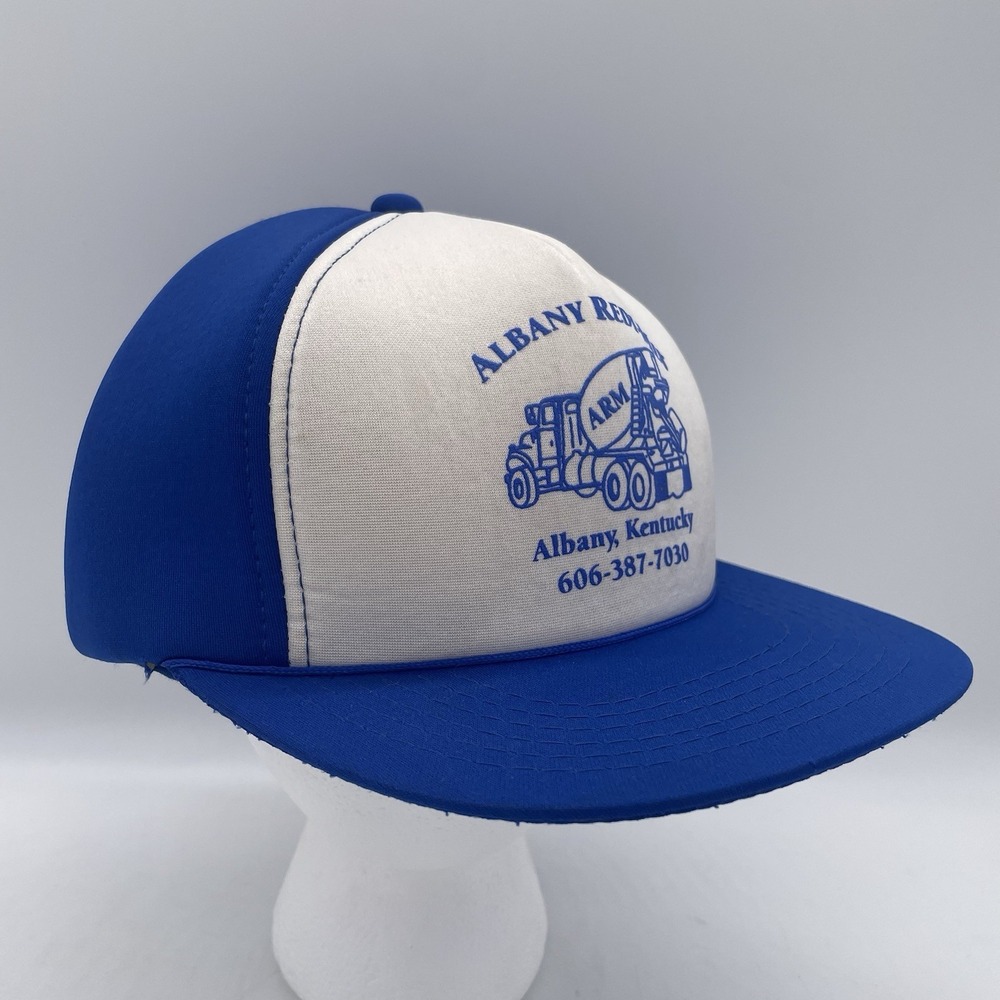 NEW Vintage Trucker Hat Concrete Truck Graphic Kentucky Snap Back Blue ONS READ
